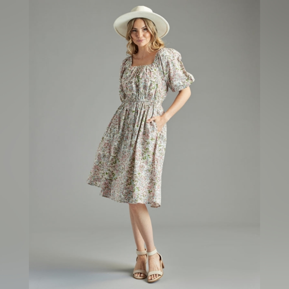 Downeast Ivy Dress floral puff sleeves